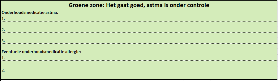 Astma Stoplichtmethode groen vanaf 12 jaar